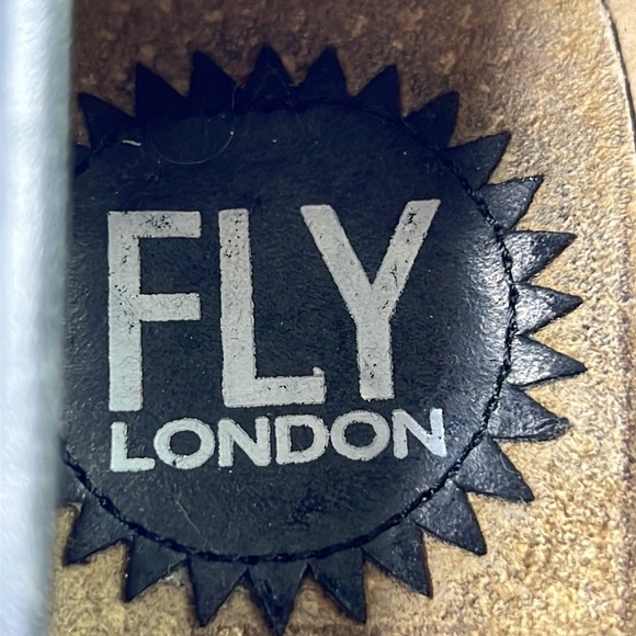 FLY LONDON Black Leather Wedge Shoe with Gold Bead Detail - Picture 9 of 13